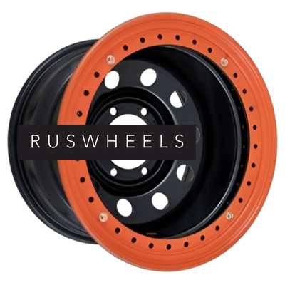 Диски Off-Road Wheels 8x15/6x139,7 ET-19 D110 Тойота Ниссан с бедлоком (оранжевый) Черный